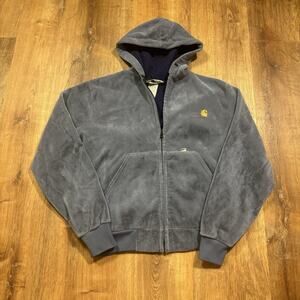 Vintage Carhartt Jacket 80s Velour Rugged Outdoor Wear Mens Medium Faded Gray